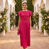 Seraphina pleated maxi dress in Pink, view 3