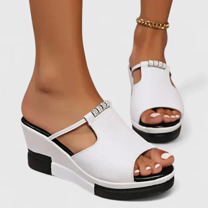 Florine Orthopaedic Platform Sandals in White, view 5