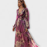 Elegant floral maxi dress, front view