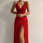 Carina Draped Evening Gown in Red, view 4