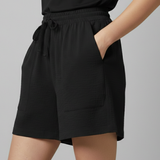 Relaxed high waist drawstring shorts with patch pockets, view 5