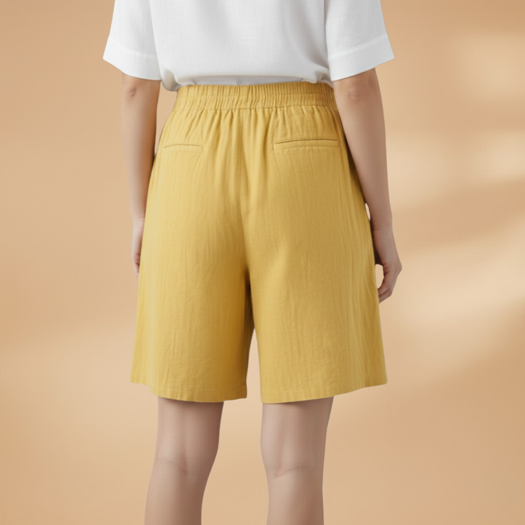 Wide leg linen drawstring shorts, view 2