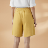Wide leg linen drawstring shorts, view 2