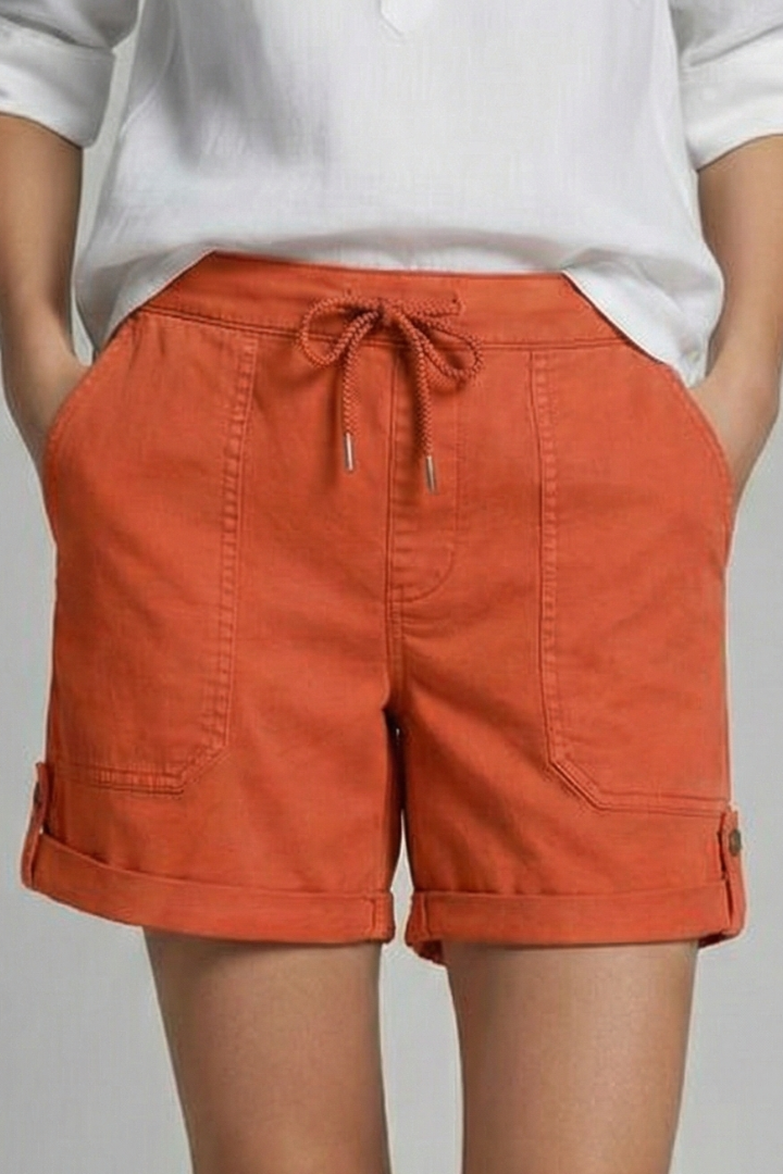 Relaxed drawstring shorts with rolled cuffs in Orange, view 10