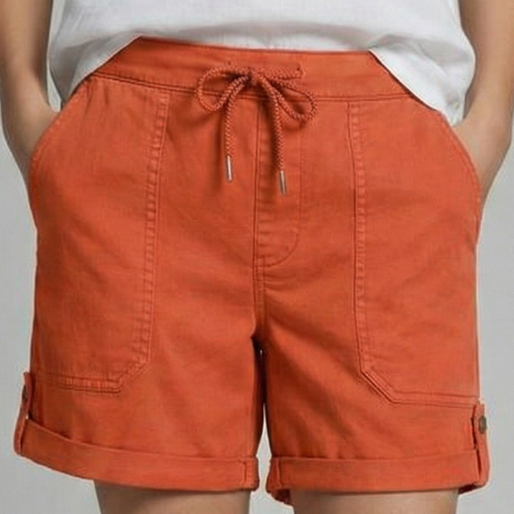 Relaxed drawstring shorts with rolled cuffs in Orange, view 10