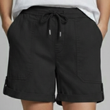 Relaxed drawstring shorts with rolled cuffs in Black, view 5