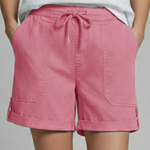 Relaxed drawstring shorts with rolled cuffs in Pink, view 6