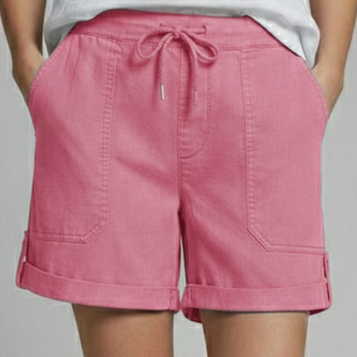 Relaxed drawstring shorts with rolled cuffs in Pink, view 6