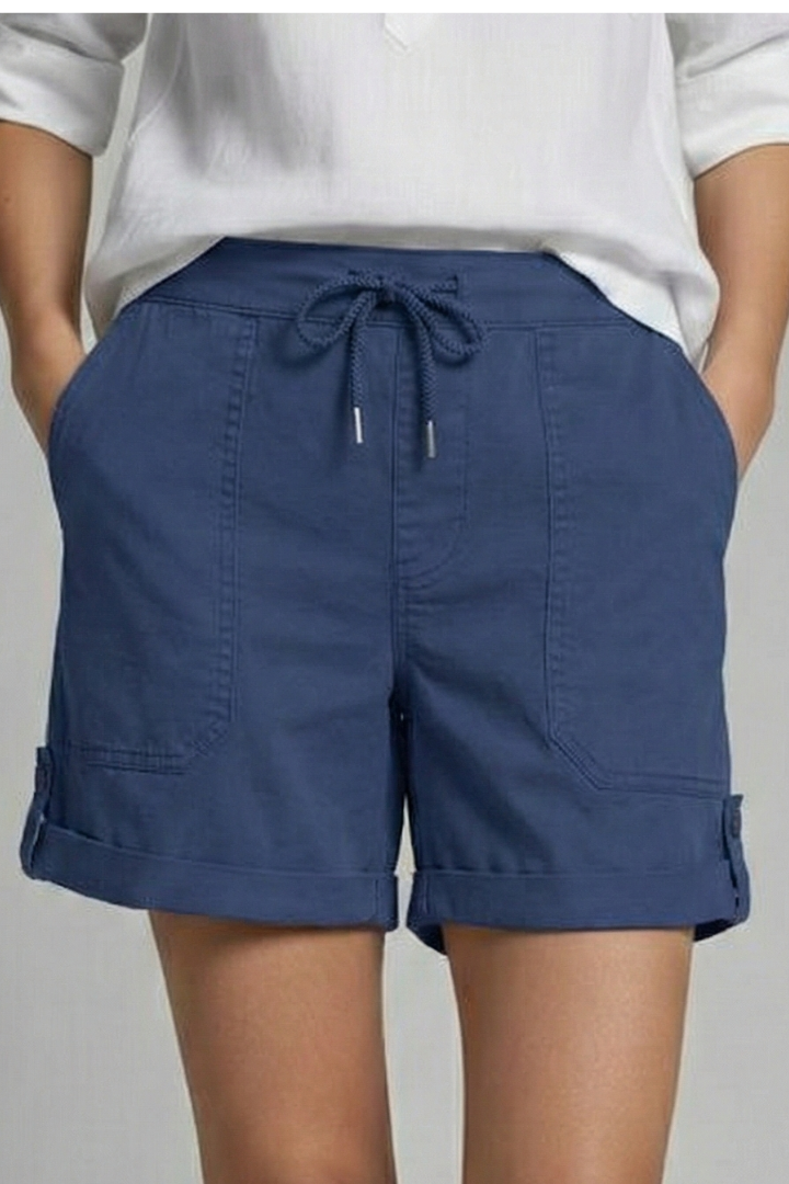 Relaxed drawstring shorts with rolled cuffs in Dark Blue, view 7