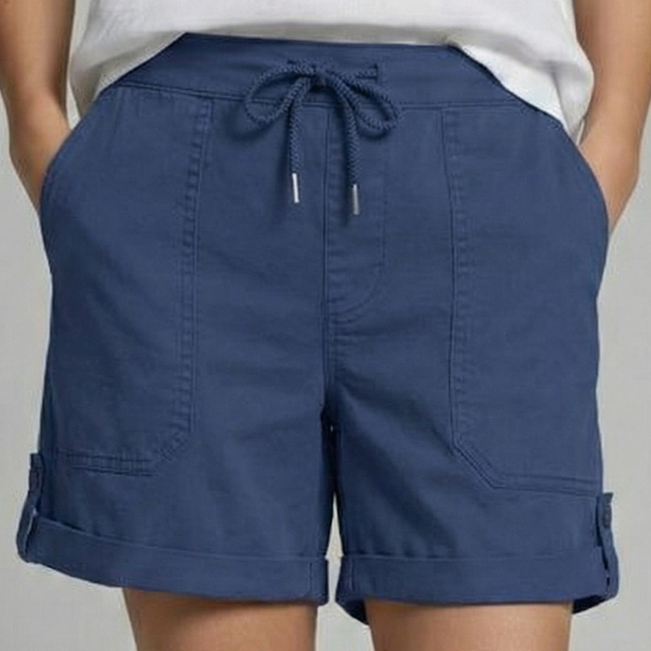 Relaxed drawstring shorts with rolled cuffs in Dark Blue, view 7
