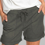 Relaxed drawstring shorts with rolled cuffs in Dark Grey, view 8