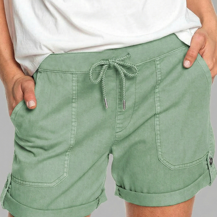 Relaxed drawstring shorts with rolled cuffs in Light Green, view 9