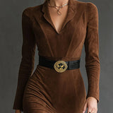 Eleanor Faux Suede Midi Dress, view 2