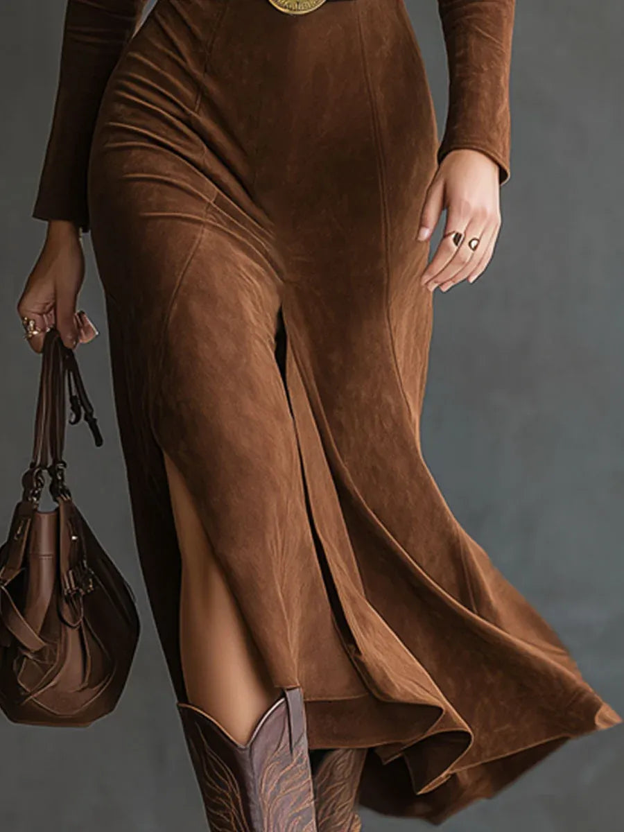Eleanor Faux Suede Midi Dress, view 3