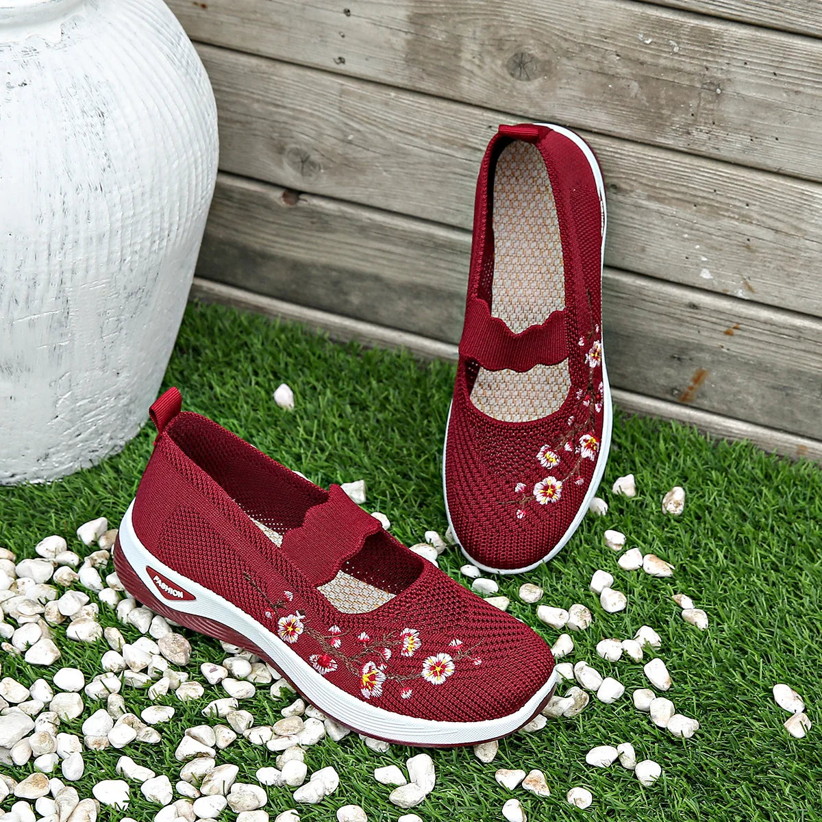 Fajon floral embroidered trainers, view 6