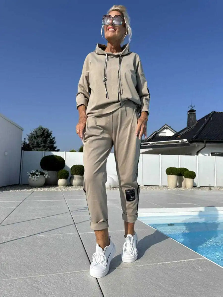 Olyra two-piece hoodie and jogger set in Khaki, view 3