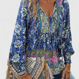 Renazianne boho print top in Navy Blue, view 5