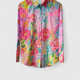 Anica colourful print blouse, view 3