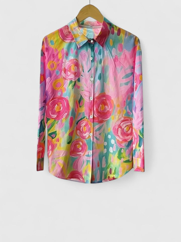 Anica colourful print blouse, view 3