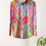 Lana colourful classic blouse, view 8
