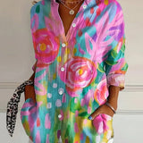Sadie colourful pattern blouse in Pink, view 2