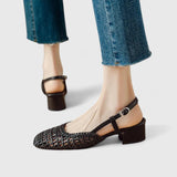 Daniela Woven Slingback Heeled Sandals, front view