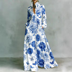 Lanna floral button maxi dress in Blue, view 4