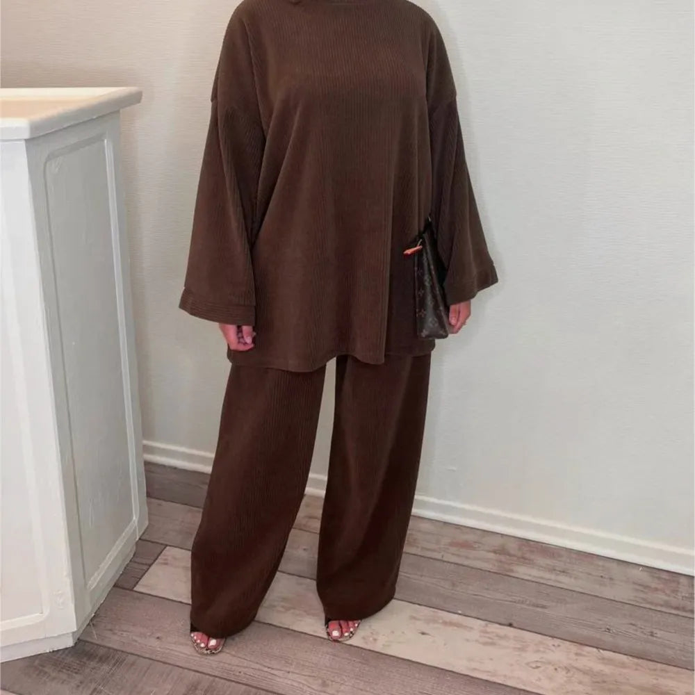 Sharon corduroy two-piece set in Brown, view 6