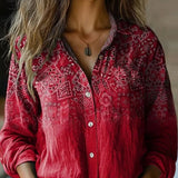 Hayden Delanova floral collar blouse in Deep Red, view 9
