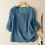 Aurora embroidered relaxed blouse in Blue, view 3