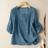 Aurora embroidered relaxed blouse in Blue, view 3