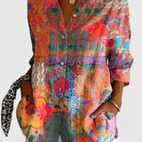 Anica colourful print blouse in Orange, view 2