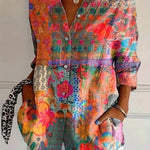 Lana colourful classic blouse in Orange, view 3