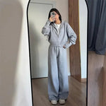 Juliette stand-collar jacket and trouser set in Grey, view 8