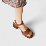 Calyssa Square Toe Heeled Sandals in Brown, view 3