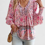 Renazianne boho print top, view 3