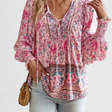 Renazianne boho print top, view 3