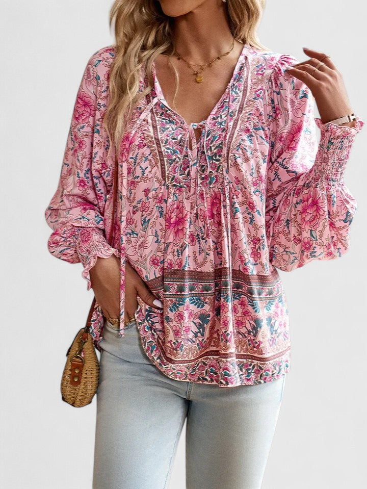 Renazianne boho print top, view 3
