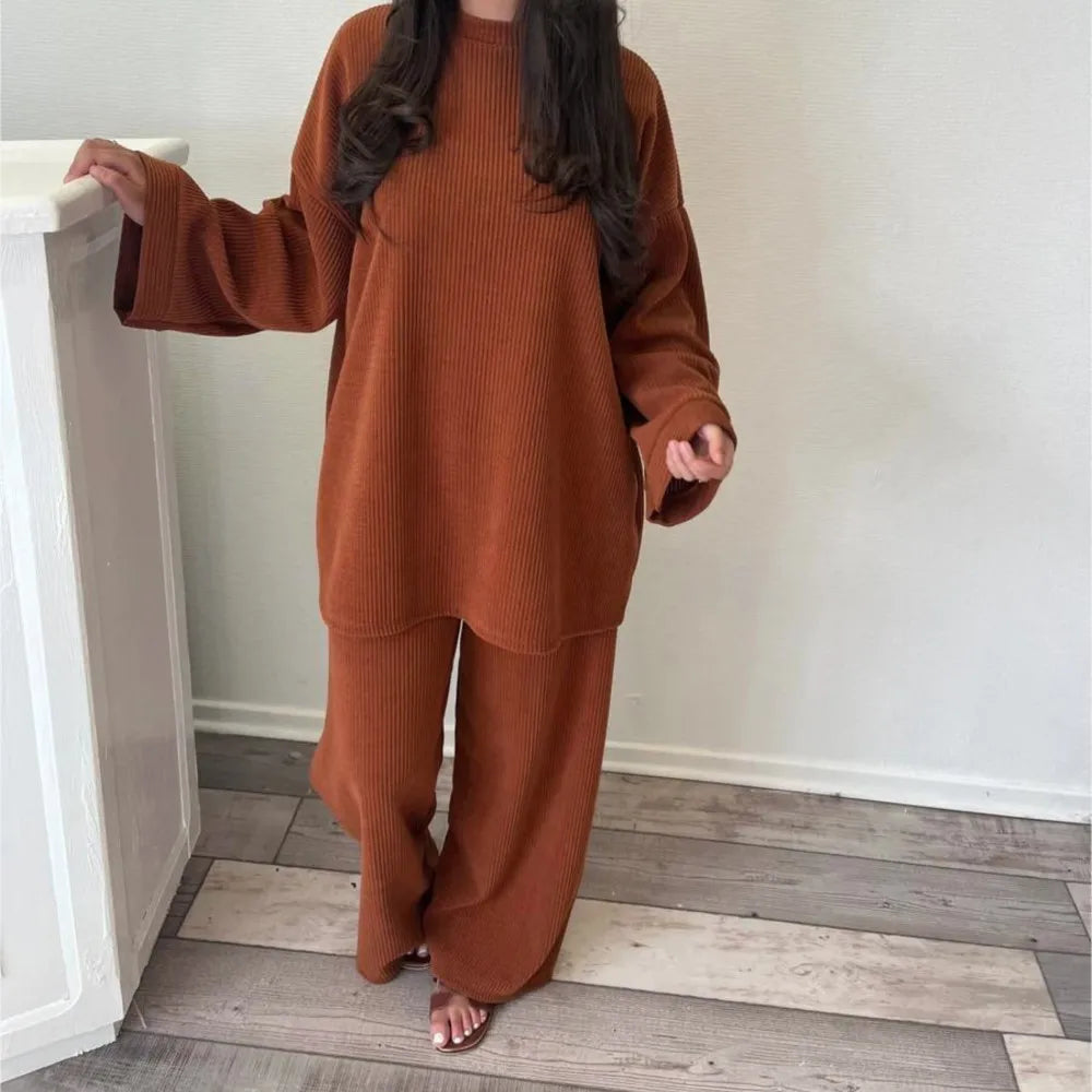 Sharon corduroy two-piece set in Maroon, view 3