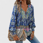 Renazianne boho print top, view 2