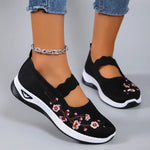 Fajon floral embroidered trainers in Black, view 3