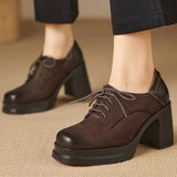 Margot | Lace-Up Block Heel Court Shoes