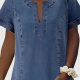 Christine Elegant Denim Dress, view 2