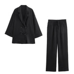 Shelby double-breasted blazer and trouser set in Black, view 7