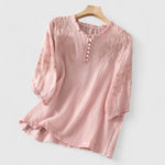 Vasilene embroidered blouse in Pink, front view