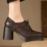 Margot | Lace-Up Block Heel Court Shoes