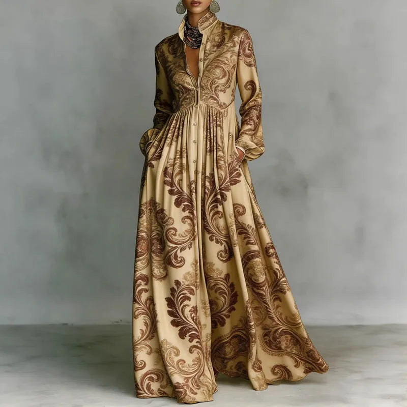 Lanna floral button maxi dress in Brown, view 2