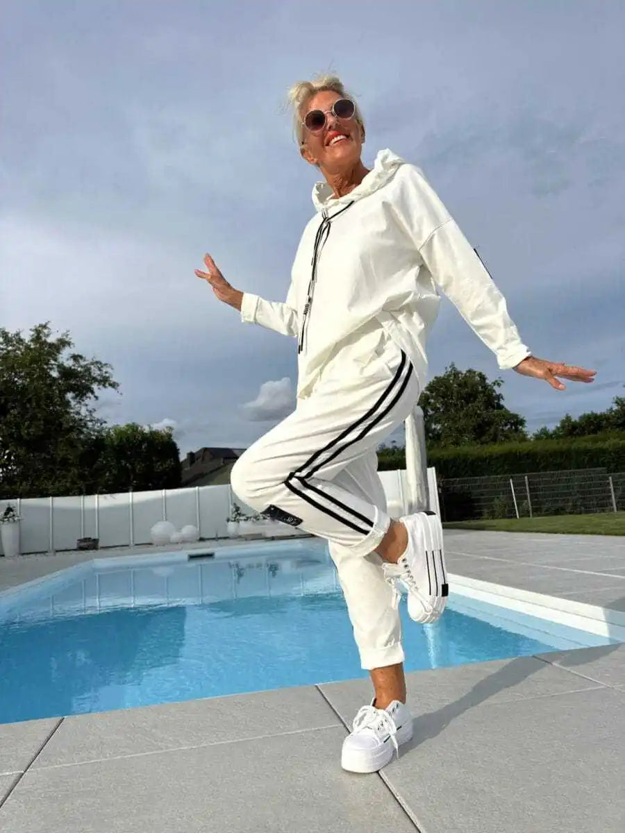 Olyra two-piece hoodie and jogger set in White, view 5