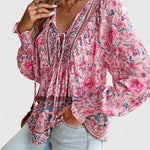 Renazianne boho print top, view 7