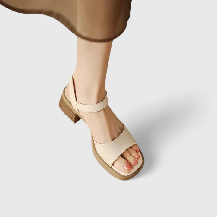 Calyssa Square Toe Heeled Sandals in Cream White, view 4